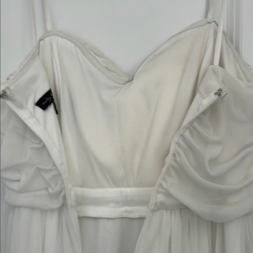 City Triangles Cream Sequin Ruched Gown - Picture 7 of 12